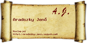 Aradszky Jenő névjegykártya
