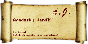 Aradszky Jenő névjegykártya